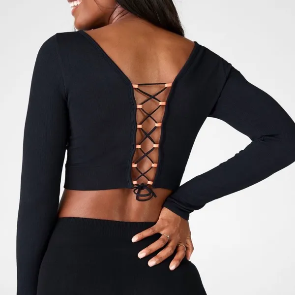Fabletics NEW  BLACK RIBBED TOP XS - Image 2