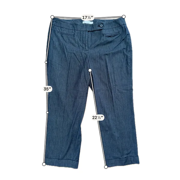 Uniqlo Smart Style Ankle Pants Women XL Teal Blue Excellent Stretch Tapered - Image 5