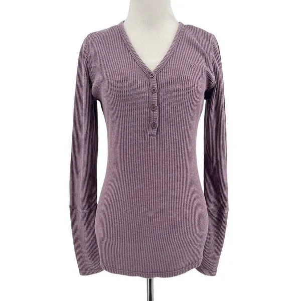 ✨Zyia Active Don't Wake Me Up Sz Small shirt purple waffle knit thermal✨ - Image 3