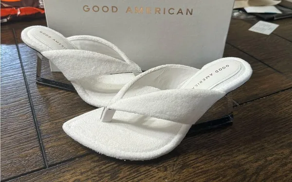 Good American white clear block heels - Image 3