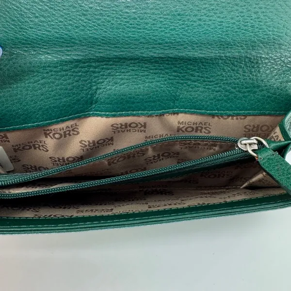 Michael Kors Hunter Green Leather Wallet One Size - Image 6