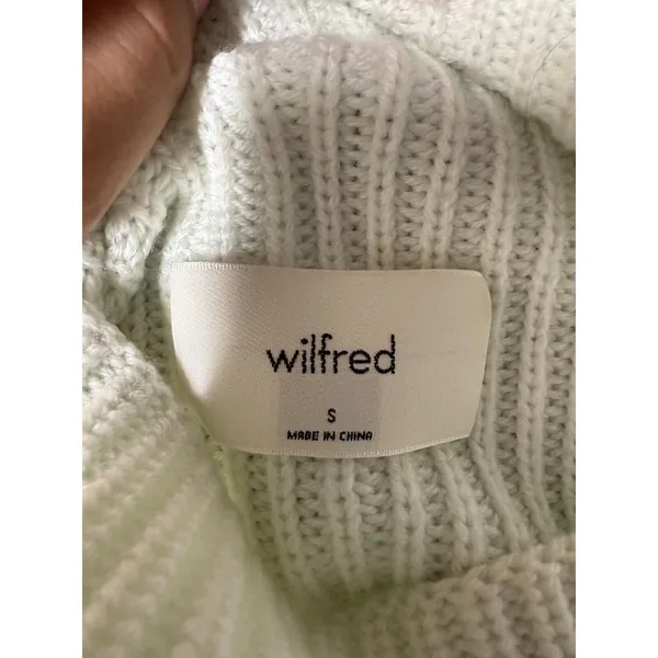 Aritzia‎ Wilfred Sweater Sz S Mint Green Ribbed Merino Wool Turtleneck Preppy - Image 3