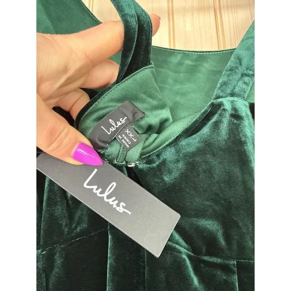 NWT Lulus NWT Elegant Sweetie Emerald Green Velvet Square Neck Maxi Dress Sz XXL - Image 6
