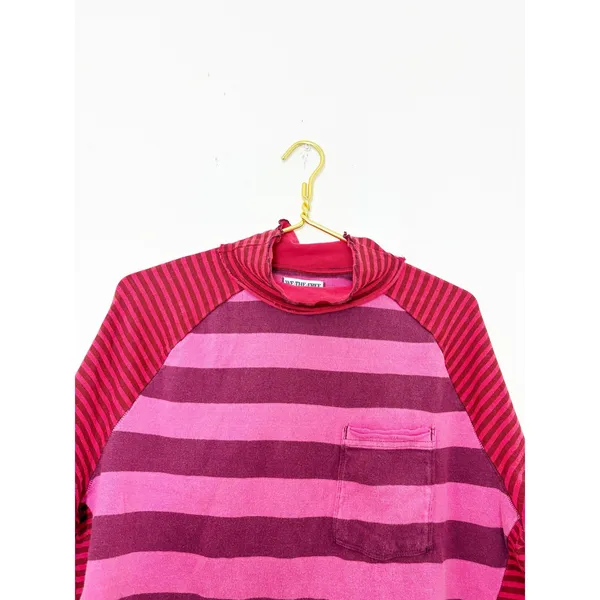 Free People We The Free Punk Playful Tee Size Medium Pink Red Stripes Emo - Image 5
