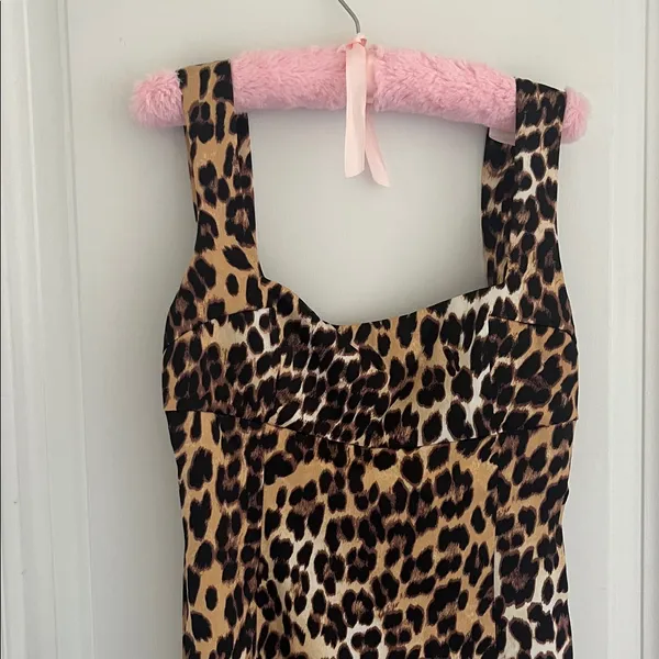 Urban Outfitters 🖤🤎 Bri Double Bow Satin Mini Dress in Leopard Print - Size XS - Image 3