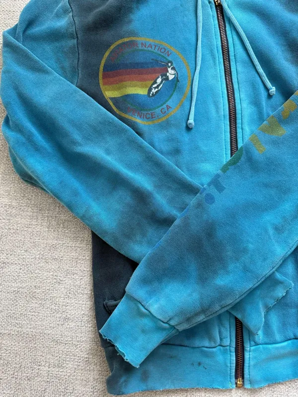 Teal Tie Dye Aviator Nation Zip Up - Image 3