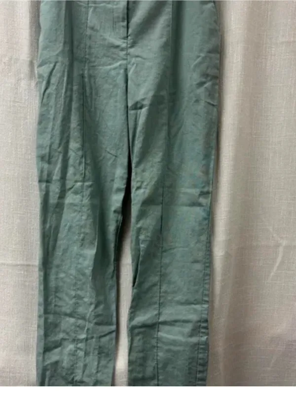 ASOS High-Rise Straight Leg Pants in Sage Green - Image 2