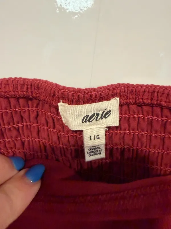 Aerie‎ red long sleeve v-waist square neck mini dress - Image 3