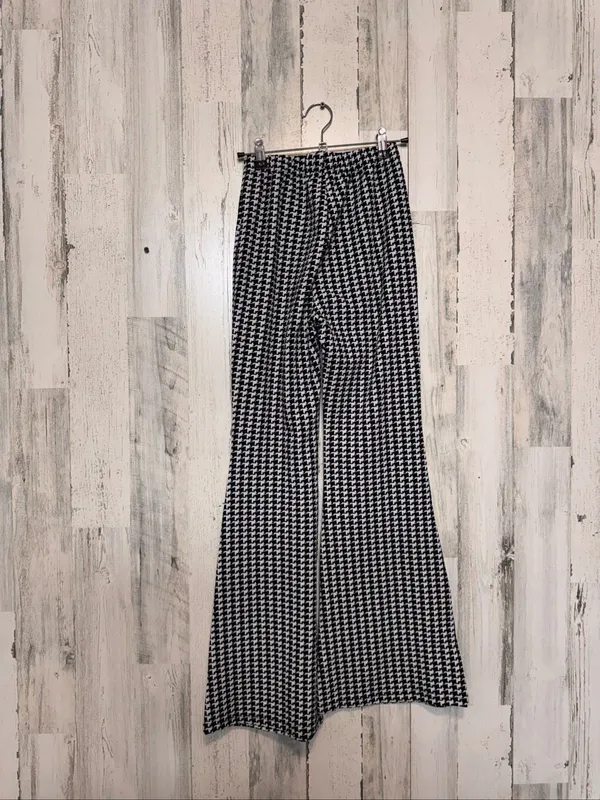 SHEIN Houndstooth High Waist Flare Pants Womens XS (US 2) Black White Bell Botto - Image 5