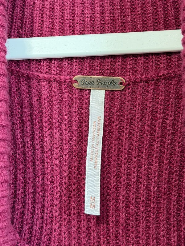 Free People Softly Structured Tunic Sweater in Berry Crush Size Medium Oversized - Image 3