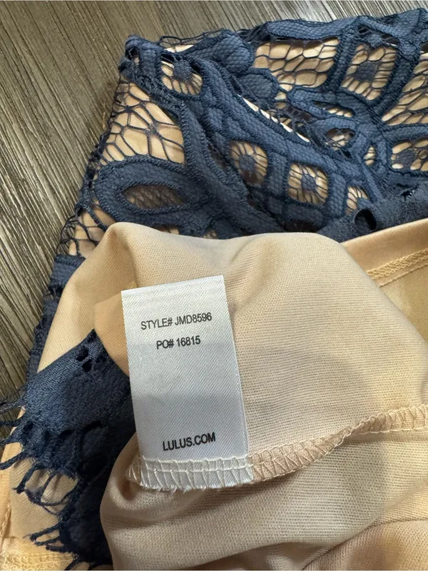 Lulu's Lovely Dusty Blue Lace Midi Dress with Nude Lining - Image 11
