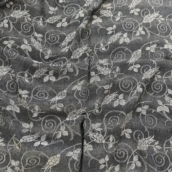 Women's Black Beige Floral Pashmina Scarf Viscose Acrylic Elegant Fringe Wrap - Image 4