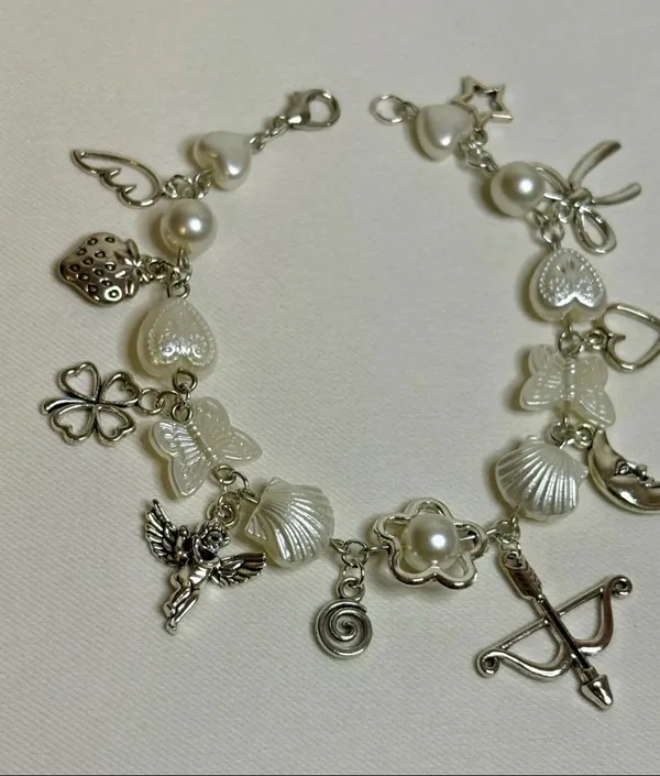 Handmade Silver Pearl Charm Bracelet - Image 2