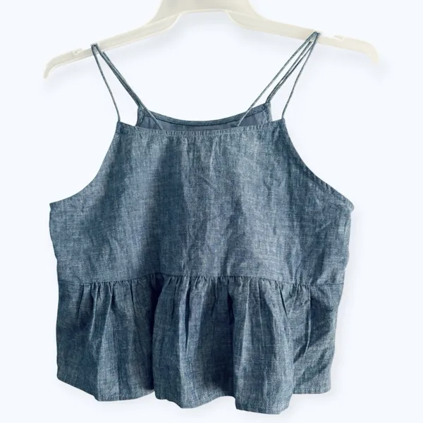 NWT Natural Life Erin Floral Embroidered Chambray Denim Tank Top Size Medium - Image 2