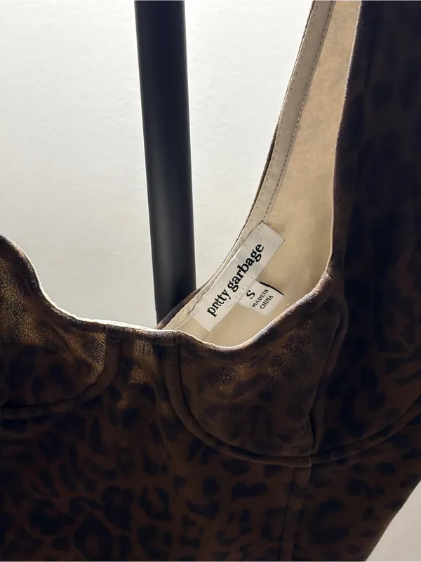 PrettyGarbage Leopard Print Bustier Top - Image 3