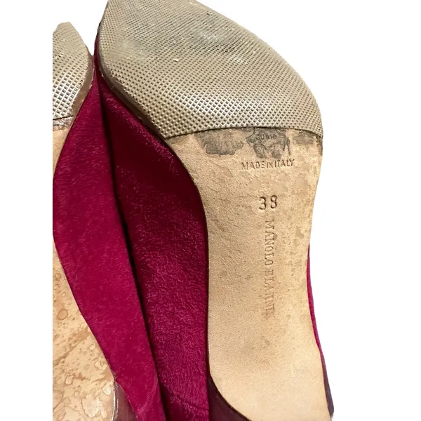 Manolo Blahnik‎ vintage red Suede Pointed Toe Black 38 professional quiet luxury - Image 8