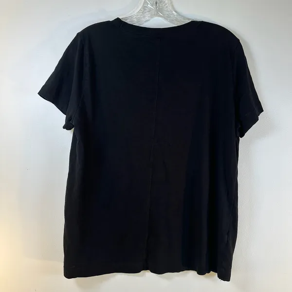Loft Womens Black Short Sleeve Crew Neck Slub Cotton Blend T-Shirt Size L - Image 2