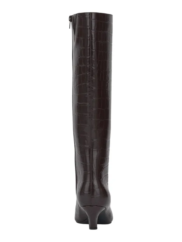 NWT INC International Concepts Knee High Boots Kitten Heel Brown Croc 8M - Image 3