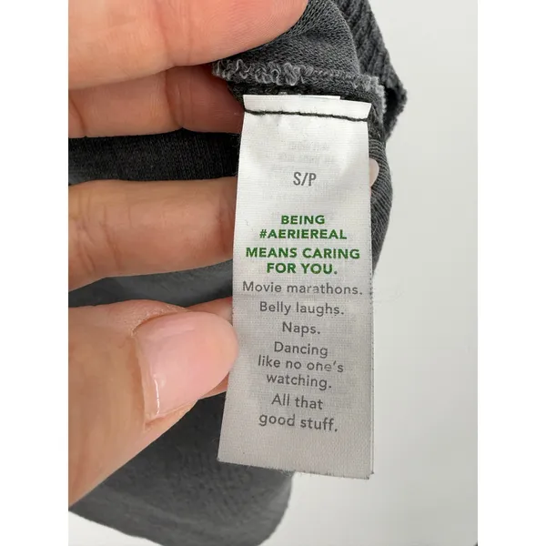 Aerie Wonder Textured V-Neck Sweatshirt Gray Small Oversized Waffle Knit Lounge - Image 8