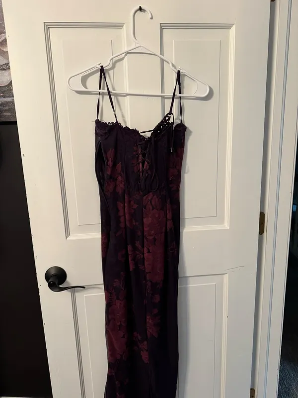 Purple floral long bodycon dress - Image 3