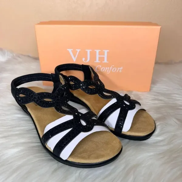 VJH Confort Rhinestone Sandals Size 7.5 Black - Image 14