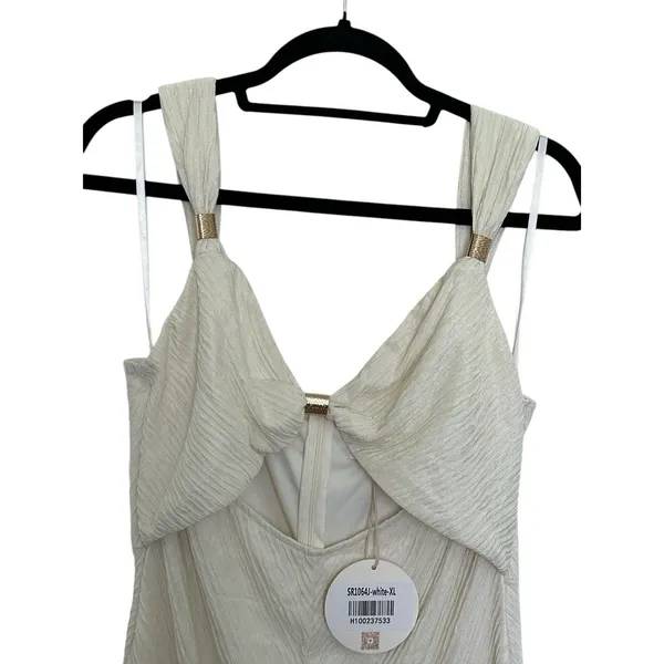Sun white cut-out maxi dress with gold-tone hardware details on the straps - Image 6