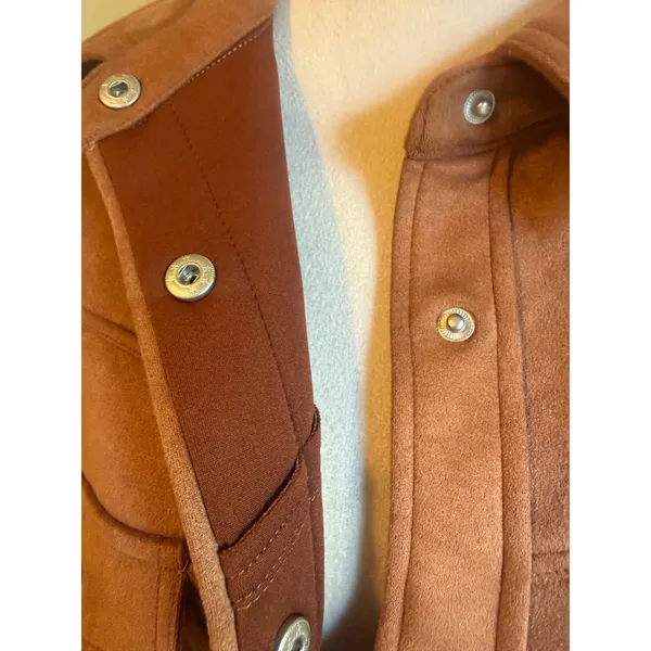 Brown Faux Suede Fringe Western Shacket Brown boho retro y2k Jacket Medium bohem - Image 7