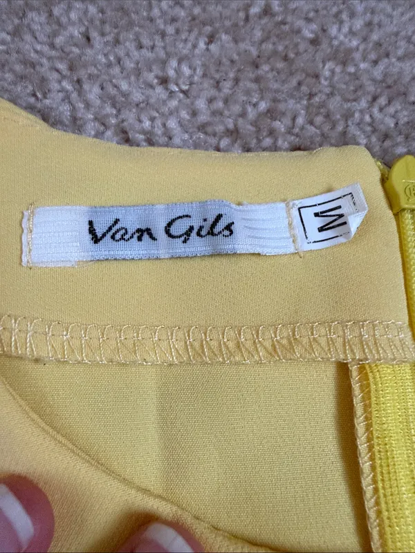Van Gils Lemon Yellow Retro Sleeveless Babydoll Above Knee Dress. Size M - Image 2