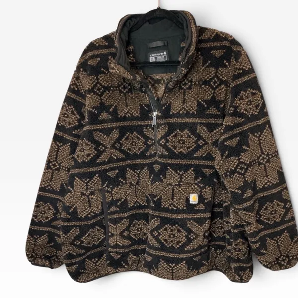 Carhartt Womens 2X Loose Fit Sherpa Fleece Quarter Zip Pullover OJ6470-W Black - Image 2
