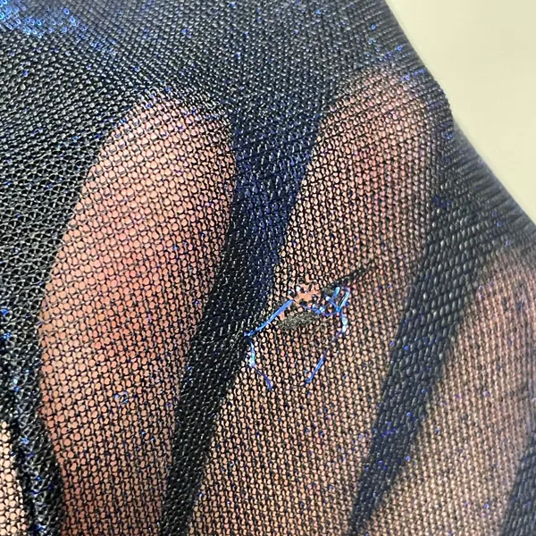 Vintage 90s Prom Dress Velvet FLAWS Empire Waist Sparkly Mesh Evening Blue Black - Image 15