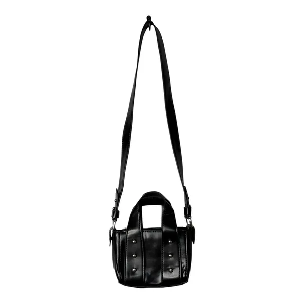 Zara Mini Crossbody Bag Black Faux Leather Studded Top‎ Handle Tote Purse City - Image 2