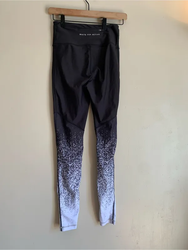 White Fox Boutique Black White Ombre Glitter Track Leggings Women Size Small - Image 3