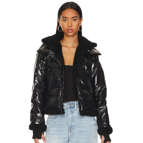 NWT STEVE MADDEN Antonia Jacket In Black Faux Fur Lined - Image 7