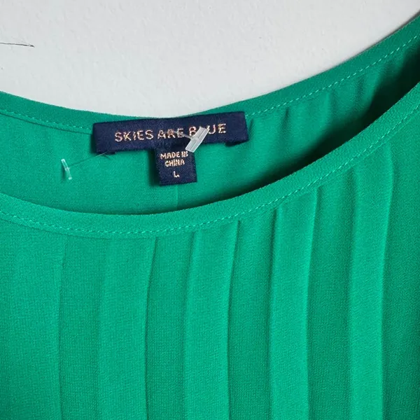 Primp Boutique Emerald Green Micro Pleated Spaghetti Strap Maxi Dress Size L - Image 3