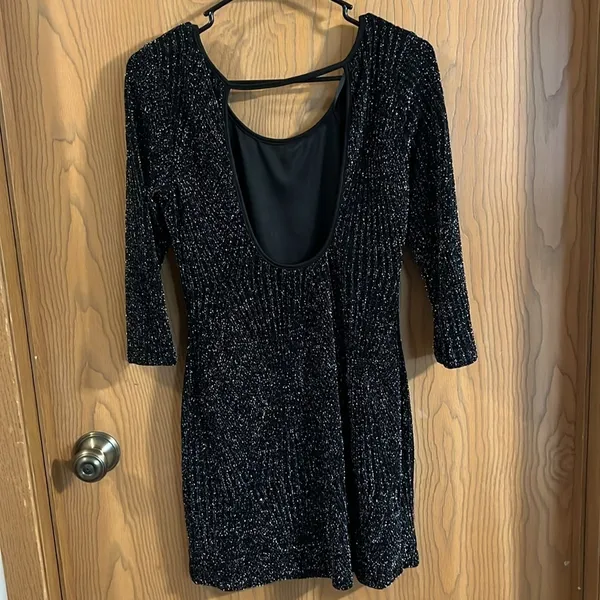 Deb Bodycon‎ Black Sparkle Dress with Open Back Medium - Image 9