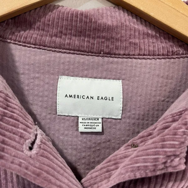 American Eagle Corduroy Cropped Jacket Mauve Button‎ Front Women’s Size XS - Image 6