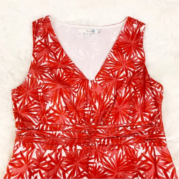 BODEN Red Orange Floral‎ Print Sleeveless Cotton Sheath Dress Size 6 Petite - Image 3