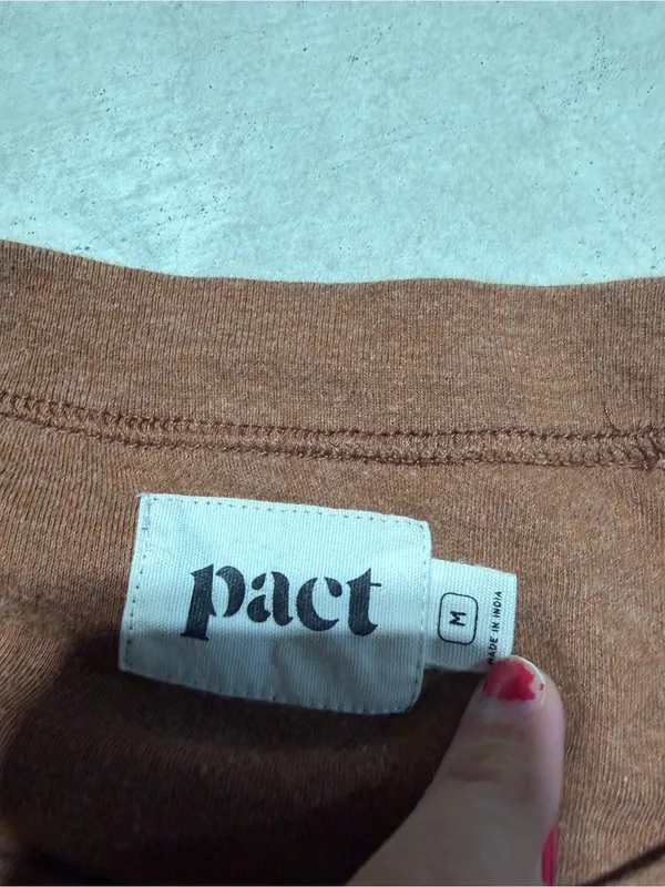 PACT Brown Long Sleeve Crewneck shirt medium organic cotton - Image 2