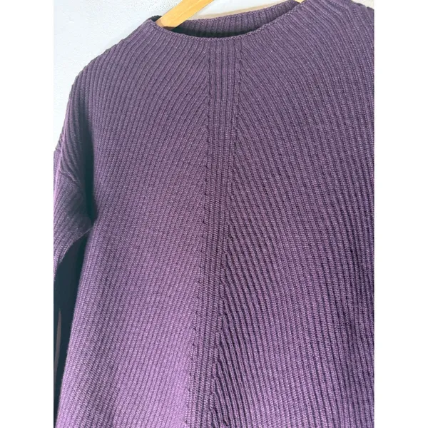 Babaton Purple Ribbed Knit Mock Neck Long Sleeve Sweater Top Plum Womens - Image 3