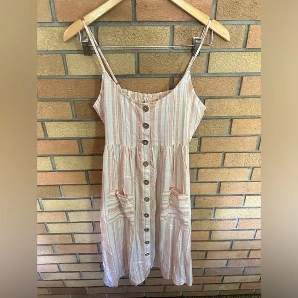 NWT ROXY Women's Glowing Wave Sleeveless Yarn Dye Dress Orange & White Size XS - Image 3