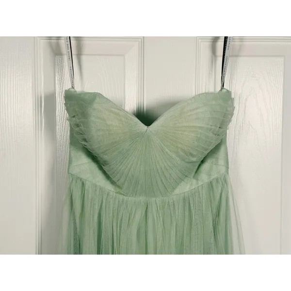 Jenny Yoo Annabelle Strapless Tulle Gown Maxi Dress Size 4 Green Wedding Formal - Image 4
