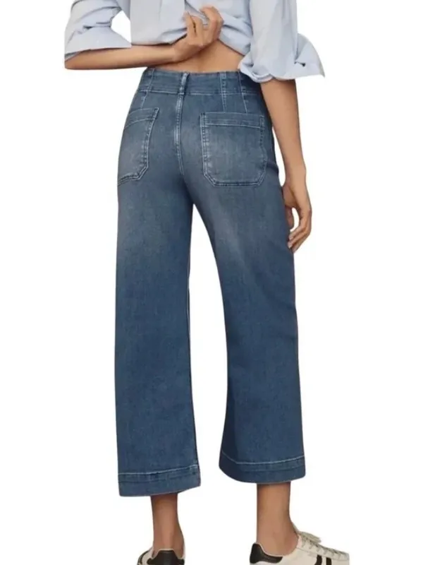 Anthropologie Maeve Colette Wide Leg Cropped Medium Wash Jeans - Image 2