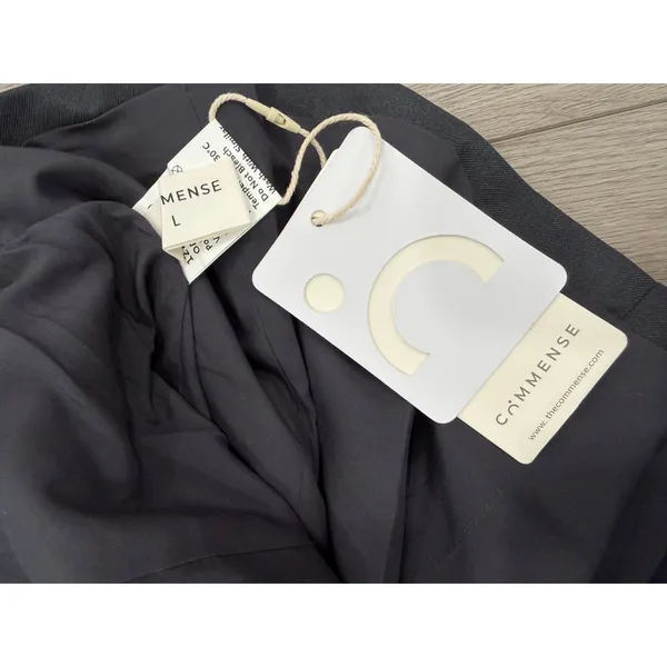 Commense Preppy Bow Backless Tank Charcoal Gray Minimalist Dress NWT Large - Image 8