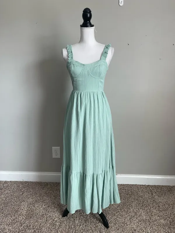 ALTAR'D STATE | Mint Green Maxi Dress with Ruffled Straps Sz XS - Image 2