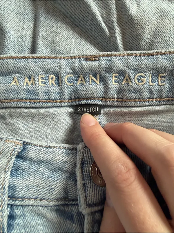American Eagle Outfitters Stretch Light Blue Ripped Straight Leg Jeans - Image 4