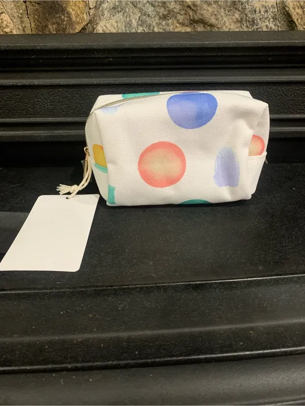 Mad Hippie Mini Cosmetic Bag White Multicolor Dots Travel Makeup Pouch Zip Case - Image 4