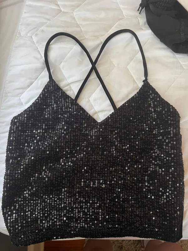 Olive Tree Black Sequin Top - Image 3