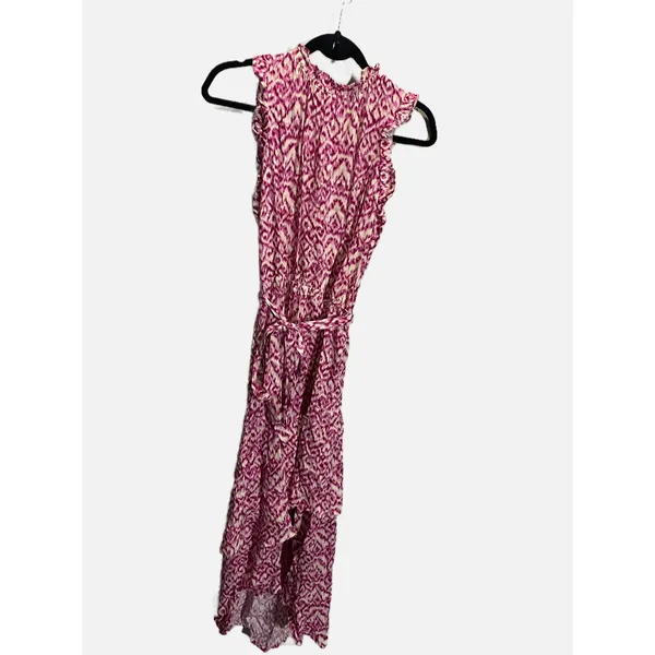 Who What Wear High Low Dress Womens Medium Pink‎ Batik Ruffle Sleeveless Resort - Image 3