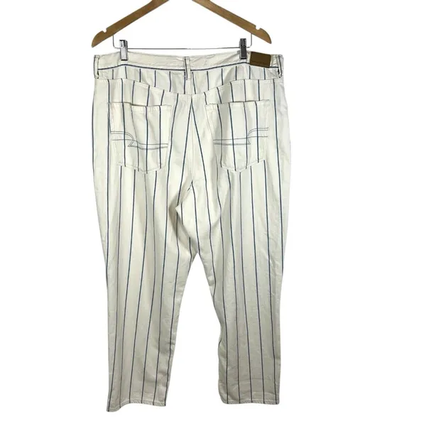 American Eagle Momjean White Blue‎ Striped Plus Size 18 Boho Casual Beach - Image 2