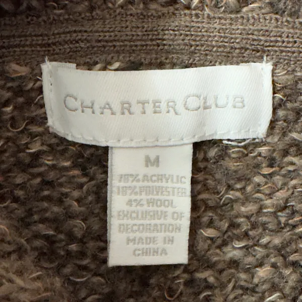 3082 | Charter Club Marled Knit Mock Neck Sweater Brown Womens M Cottagecore - Image 8